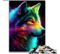 Puzzles 1000 pièces pour Adultes Puzzles Loup Arc-en-Ciel pour Adultes 26X38CM Idée Cadeau d'anniversaire, Jeu de réflexion Stimulant