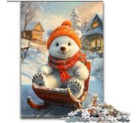 Puzzles 1000 pièces pour Adultes, Puzzles Ours Polaires d'hiver, 1000 pièces pour Adultes, activité de Jeu familiale captivante, 26x38cm