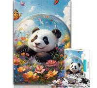 Puzzles 1000 pièces pour Adultes, Puzzles Panda Fleur pour Adultes, Jeu Familial Anti-Stress, défi Difficile adapté aux Couples (Taille 38x26cm)