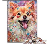 Puzzles 1000 pièces pour Adultes Puzzles Pomeranian Heureux 26x38cm pour Les Adolescents, Les Couples et Les Amis pour Les Anniversaires et Noël