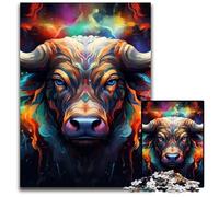 Puzzles 1000 pièces pour Adultes, Puzzles psychédéliques Buffalo pour Adultes, Casse-tête Stimulant pour Adolescents, Jeu interactif Amusant en Famille 50x75cm/19,68x29,52 Pouces