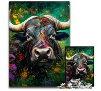 Puzzles 1000 pièces pour Adultes, Puzzles psychédéliques Buffalo pour Adultes, Casse-tête Stimulant pour Adolescents, Jeu interactif Amusant en Famille 26x38cm/10,23x14,96 Pouces