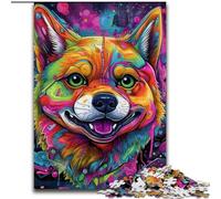 Puzzles 1000 pièces pour Adultes, Puzzles psychédéliques Corgi en Carton, détente et défi, décoration d'intérieur colorée, pour Les Amis 1000 pièces(26x38cm)