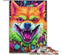 Puzzles 1000 pièces pour Adultes, Puzzles psychédéliques Corgi en Carton, détente et défi, décoration d'intérieur colorée, pour Les Amis 1000 pièces(26x38cm)