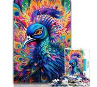 Puzzles 1000 pièces pour Adultes, Puzzles psychédéliques Paon, activité Amusante pour la Maison, Jouets pour Les Jours de Pluie, Cadeaux d'anniversaire (Taille 75x50cm)