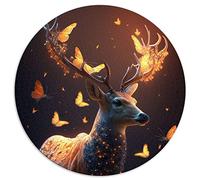 Puzzles 1000 Pièces pour Adultes Puzzles Ronds Cerfs Papillons Fantaisie, pour Adultes et Enfants, Puzzles en Carton Grand Cadeau pour Adultes (Taille 67.5x67.5cm)