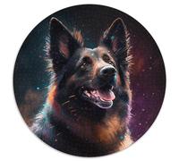 Puzzles 1000 pièces pour Adultes, Puzzles Ronds en Carton, Motif Chien de Berger. Un pour Noël ou Un Anniversaire (Taille 67,5 x 67,5 cm).