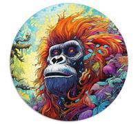 Puzzles 1000 pièces pour Adultes, Puzzles Ronds en Carton, Motif gorilles colorés, idéal pour Les Anniversaires, Halloween, Thanksgiving et Pâques (67,5 x 67,5 cm)
