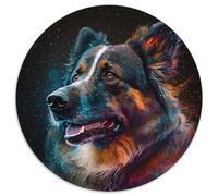 Puzzles 1000 pièces pour Adultes, Puzzles Ronds en Carton représentant Un Chien de Berger, Parfaits pour s'amuser en Famille à Noël, Thanksgiving, Les Anniversaires et Pâques (Taille 67,5 x 67,5 cm)