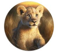 Puzzles 1000 pièces pour Adultes Puzzles Ronds Lionceau 1000 pièces pour Adultes Cadeau pour Hommes et Femmes, Quotidien et Occasions spéciales 67,5 x 67,5 cm