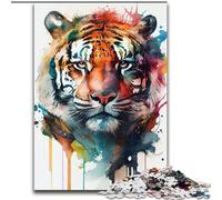Puzzles 1000 pièces pour Adultes Puzzles Tigre Aquarelle pour Adultes 1000 pièces, ce Qui en Fait Un Excellent Cadeau pour s'amuser en Famille (Taille 26x38cm)