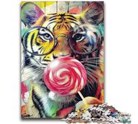 Puzzles 1000 pièces pour Adultes, Puzzles Tigre Graffiti pour Adolescents, Anti-Stress, défi Difficile, Cadeaux du Père Noël Secret (50x75cm)