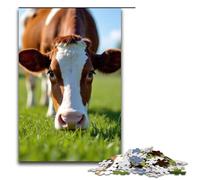 Puzzles 1000 pièces pour Adultes Puzzles Vache Mangeant de l'herbe Cadeaux d'anniversaire pour Adolescents de 14 Ans et Plus 1000 pièces (75 x 50 cm)
