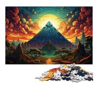 Puzzles 1000 pièces pour Adultes Pyramides mayas psychédéliques colorées dans Le désert Cadeaux d'anniversaire pour Adolescents de 14 Ans et Plus 1000 pièces (38 x 26 cm)