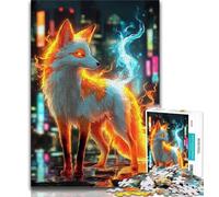 Puzzles 1000 pièces pour Adultes, Renard Néon, activité Amusante pour la Maison, Jouets pour Les Jours de Pluie, Cadeaux d'anniversaire (Taille 38x26cm)