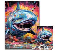 Puzzles 1000 pièces pour Adultes Requin en Carton, Jeu interactif Familial, Cadeau Artisanal avec Illustrations colorées 26x38cm / 10,23x14,96 Pouces
