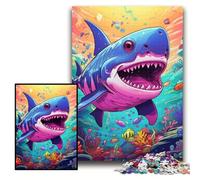 Puzzles 1000 pièces pour Adultes Requin Mignon en Carton Taille du Puzzle 26x38cm Parfait pour Halloween, Noël, Cadeau d'anniversaire