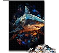 Puzzles 1000 pièces pour Adultes Requins colorés en Bois, Un Excellent Cadeau pour s'amuser en Famille 50x75cm pour la décoration intérieure, l'entraînement cérébral et Les Cadeaux de Vacances
