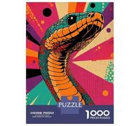 Puzzles 1000 Pièces pour Adultes Retro Snake Art Cobra Pop Art Print Snake Art Puzzles pour Adultes, Jeux De Détente, Cadeaux pour Femmes, Cadeaux d'anniversaire Et De Noël Uniques 38x26cm/1000pcs