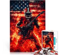 Puzzles 1000 pièces pour Adultes Rock Star du Football américain Apprentissage éducatif avec Affiche et Feuille de Questions correspondantes 75x50cm