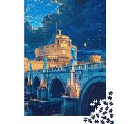 Puzzles 1000 Pièces pour Adultes Rome Night Rain Castle Adolescents Puzzles Jeux De Détente Cadeaux pour Femmes Cadeaux pour Amis Et Famille 52x38cm/1000pcs