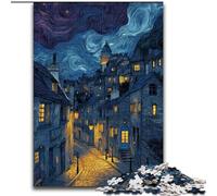 Puzzles 1000 pièces pour Adultes, Rue sous Le Ciel Nocturne, Puzzle en Bois, décoration DIY, Cadeaux de Vacances stimulants pour Le Cerveau (Taille 50x75cm)