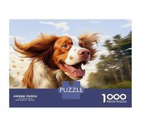 Puzzles 1000 Pièces pour Adultes Running Brittany Spaniel with Windblown Fur Puzzle pour Adultes, Jouet, Décoration Murale, Décoration Intérieure, Défi À Réaliser 70x50cm/1000pcs