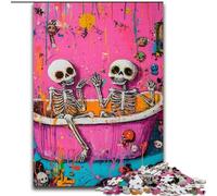 Puzzles 1000 pièces pour Adultes Salle de Bain Squelette 1000 pièces Puzzles pour Adultes Impossible Difficile Défi Jouet pour Adolescents (Taille 50x75cm)