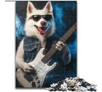 Puzzles 1000 pièces pour Adultes Samoyède Jouant de la Guitare, Anti-Stress, défi Difficile, Cadeaux du Père Noël Secret pour Les 14 Ans et Plus (Taille 50x75cm)