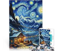 Puzzles 1000 pièces pour Adultes Scène de Neige la Nuit Jouets éducatifs d'apprentissage Renforcer l'amour Entre Les Couples 38x26cm