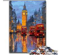 Puzzles 1000 pièces pour Adultes Scène de Rue de Londres Puzzles pour Adultes 1000 pièces Cadeau de Noël Adolescent Réduction du Stress Cadeau Unique Cool pour la Famille (Taille 50x75cm)