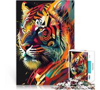 Puzzles 1000 pièces pour Adultes Série d'art du Tigre Style 1 Jeu Familial Anti-Stress Défi Difficile Bon Cadeau 52x38cm