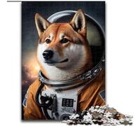 Puzzles 1000 pièces pour Adultes Shiba Inu Astronaute en Bois, ce Qui en Fait Un Excellent Cadeau pour s'amuser50x75cm pour Les Vacances, Les Anniversaires et Les soirées de Jeux en Famille