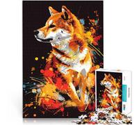 Puzzles 1000 pièces pour Adultes Shiba Inu Dog Art Jeux Amusants en Famille 26x38cm Améliorer l'amour Entre Les Couples pour Les Adolescents de 14 Ans et Plus