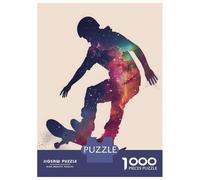 Puzzles 1000 Pièces pour Adultes Skate Galaxy Silhouette Puzzle À Monter Soi-même, Un Jeu Amusant Et Humoristique, Idéal comme Cadeau pour Toute La Famille 70x50cm/1000pcs