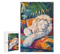 Puzzles 1000 pièces pour adultes Sommeil Blanc Lion Puzzle pour Adultes, Décoration murale, Analyse et Logique, Défi à Résoudre 1000 pièces