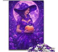Puzzles 1000 pièces pour Adultes Sorcière Citrouille Puzzles 1000 pièces pour Adultes pour Anniversaire Vacances Noël Halloween Cadeau 26X38CM