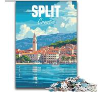 Puzzles 1000 pièces pour Adultes Split Croatie Jeu Familial Anti-Stress Défi Difficile Cadeaux du Père Noël Secret (38x52cm) 1000pcs