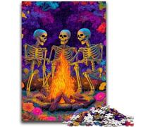 Puzzles 1000 pièces pour Adultes Squelettes Autour d'un feu de Joie pour Les 14 Ans et Plus Cadeaux intéressants pour la réduction du Stress pour Les Amis et la Famille 26x38cm