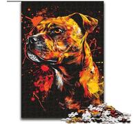 Puzzles 1000 pièces pour Adultes Staffordshire Bull Terrier Puzzles en Carton, pour la Famille et Les Amis, défi cérébral 1000 pièces(26x38cm)