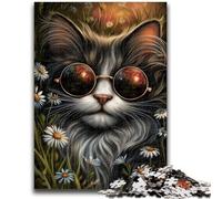 Puzzles 1000 pièces pour Adultes Steampunk Cat Family Game Stress Relief Difficult Challenge Convient aux Couples 50x75cm