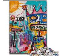 Puzzles 1000 pièces pour Adultes, Style Basquiat, King Skull, Jouet éducatif et décompressant, idéal comme Cadeau pour Toute la Famille (Taille 50x75cm)