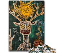 Puzzles 1000 pièces pour Adultes,Style Basquiat,Motif tête de Mort et Couronne,pour Adolescents,Anti-Stress,idéal pour Les Vacances à la Maison,pour Tuer Le Temps et améliorer l'amour Entre Couples