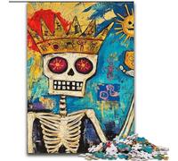 Puzzles 1000 pièces pour Adultes, Style Basquiat, tête de Mort, Couronne, Jeu Familial, Anti-Stress, défi Difficile, renforce l'amour Entre Couples (Taille 26x38cm)