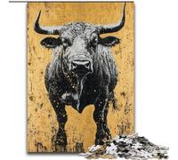 Puzzles 1000 pièces pour Adultes Taureau Noir et doré, Jouet éléphant, Jeu intellectuel, Cadeau d'anniversaire, décoration Murale pour Les 14 Ans et Plus (Taille 50x75cm)