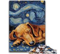 Puzzles 1000 pièces pour Adultes Teckel Ciel Nocturne Jouets éducatifs Jeux familiaux Renforcer l'amour Entre Couples 50x75cm
