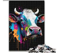 Puzzles 1000 pièces pour Adultes, têtes de Vache colorées, Puzzles pour Adultes, activité de cohésion familiale, Cadeau Unique pour Les fêtes et Les Anniversaires (Taille 26x38cm)