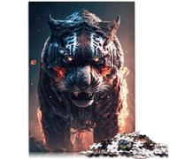 Puzzles 1000 pièces pour Adultes Tiger Fire Game Toys 26x38cm Chaque pièce est Unique - Jeu Familial Stimulant et Amusant pour Les Adolescents de 14 Ans et Plus