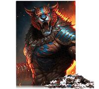 Puzzles 1000 pièces pour Adultes Tigre Guerriers barbares Puzzle en Bois Jeu intellectuel 50x75 cm