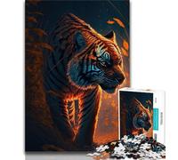 Puzzles 1000 pièces pour Adultes Tigre néon 1000 pièces pour Adolescents Jeu de Quiz décoration Murale Cadeaux d'anniversaire et de Noël Uniques 38x26cm